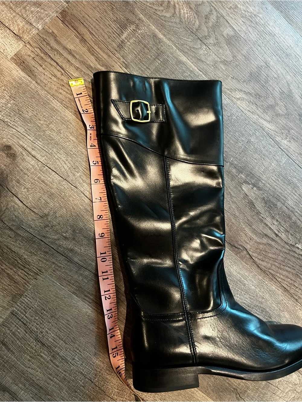 NWT Mango Black Leather Knee-High Riding Boots size 8 (38)